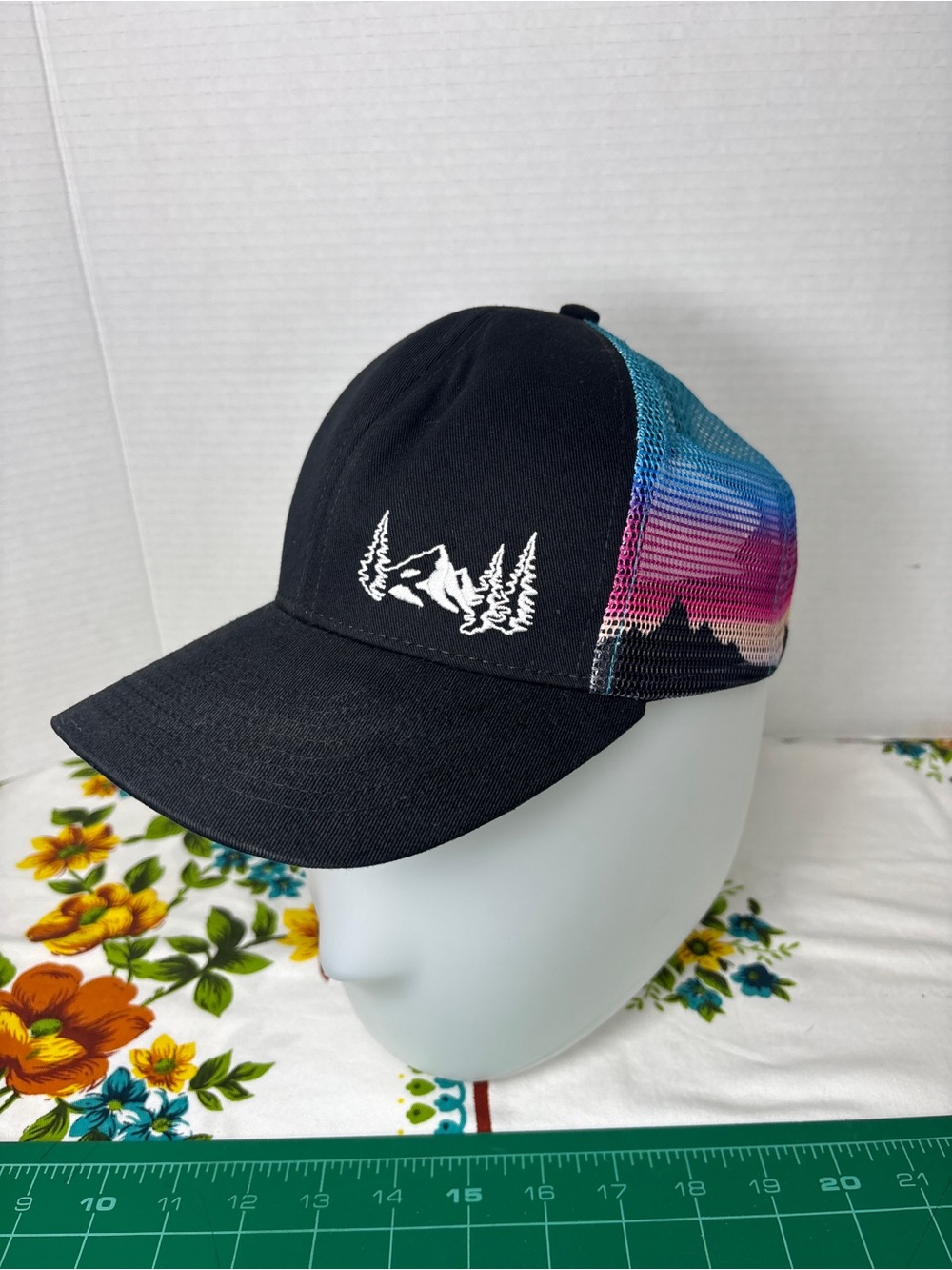 Grace Folly Trucker Hat Sunset Colourful Mesh & Mountain Embroidery SnapBack